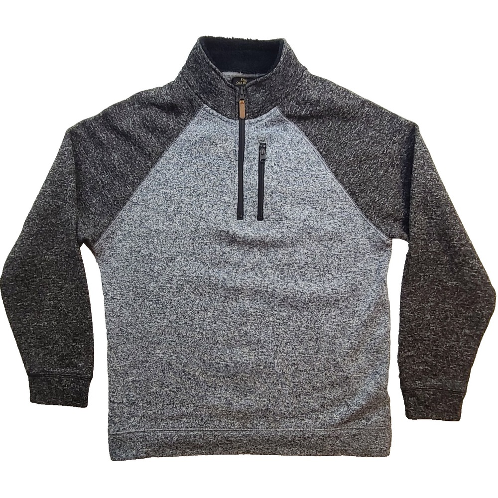 Old River Pullover Mens XL Gray Charcoal Quarter Zip Fleece Colorblock Jacket